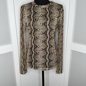 Y2K Madrag Snakeskin Animal Print Long Sleeve Top Made‎ in USA Size 1X Fits L